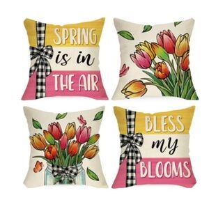 Floral and Text Decorative Throw Pillows